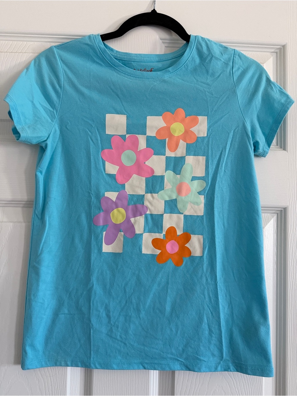 Cat & Jack Turquoise Short Sleeve Tee with Colorful Flower Graphic